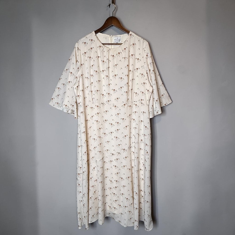 Dainty Jewells Floral Midi Dress Cottagecore Boho Prairie Flare Sleeve Tiered